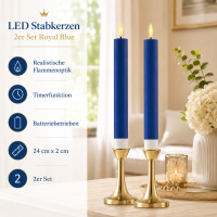 Deluxe Homeart LED Stabkerzen 2er Set Royal Blau
