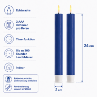 Deluxe Homeart LED Stabkerzen 2er Set Royal Blau