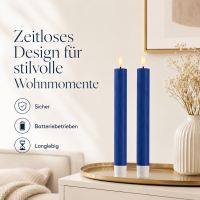 Deluxe Homeart LED Stabkerzen 2er Set Royal Blau