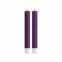 Deluxe Homeart LED Stabkerze 2er Set Dunkel Lila