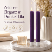 Deluxe Homeart LED Stabkerze 2er Set Dunkel Lila