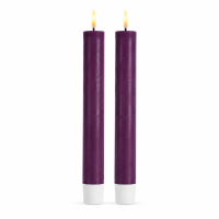 Deluxe Homeart LED Stabkerze 2er Set Dunkel Lila