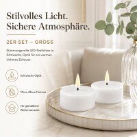 Deluxe Homeart LED Teelichter 2er Set Weiß Groß