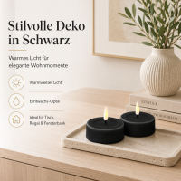 Teelichter Schwarz 2er Set Groß ( 6,1 x 4,5 cm )
