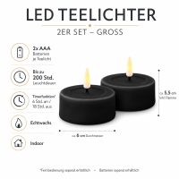 Teelichter Schwarz 2er Set Groß ( 6,1 x 4,5 cm )