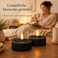 Teelichter Schwarz 2er Set Groß ( 6,1 x 4,5 cm )