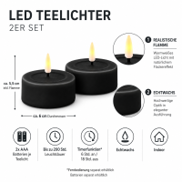 Teelichter Schwarz 2er Set Groß ( 6,1 x 4,5 cm )