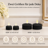 Teelichter Schwarz 2er Set Groß ( 6,1 x 4,5 cm )