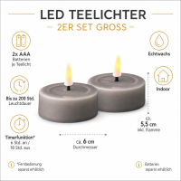 Deluxe Homeart LED Teelichter Grau 2er Set Groß