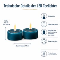 Deluxe Homeart LED Teelichter Petrol 2er Set Klein