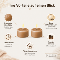 Deluxe Homeart LED Teelichter Karamellbraun 2er Set Klein