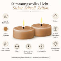 Deluxe Homeart LED Teelichter Karamellbraun 2er Set Groß
