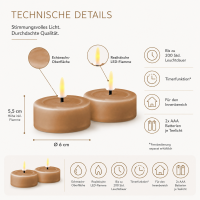 Deluxe Homeart LED Teelichter Karamellbraun 2er Set Groß