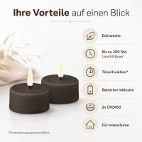 Teelichter Mokka 2er Set Klein ( 4,1 x 4,5 cm )