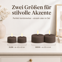 Teelichter Mokka 2er Set Groß ( 6,1 x 4,5 cm )