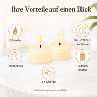 Deluxe Homeart LED Teelichter Creme 2er Set Klein