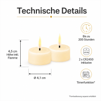 Deluxe Homeart LED Teelichter Creme 2er Set Klein