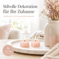 Deluxe Homeart LED Teelichter Hell Rosa 2er Set Klein