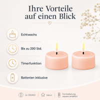 Deluxe Homeart LED Teelichter Hell Rosa 2er Set Klein