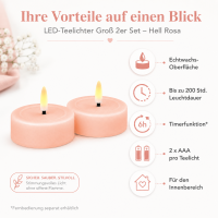 Deluxe Homeart LED Teelichter Hell Rosa 2er Set Groß