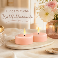 Deluxe Homeart LED Teelichter Hell Rosa 2er Set Groß