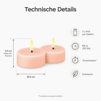 Deluxe Homeart LED Teelichter Hell Rosa 2er Set Groß
