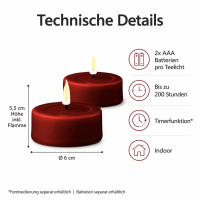 Deluxe Homeart LED Teelichter Burgogne 2er Set Groß