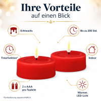 Deluxe Homeart LED Teelichter Rot 2er Set Groß