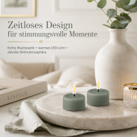 Deluxe Homeart LED Teelichter Salbei Grün 2er Set Klein