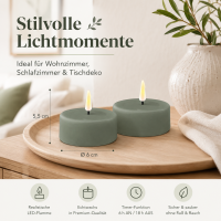 Deluxe Homeart LED Teelichter Salbei Grün 2er Set Groß
