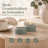 Deluxe Homeart LED Teelichter Salbei Grün 2er Set Groß
