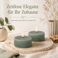 Deluxe Homeart LED Teelichter Salbei Grün 2er Set Groß