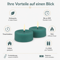 Deluxe Homeart LED Teelichter Jade Green 2er Set Groß
