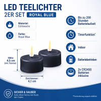 Deluxe Homeart LED Teelichter Royal Blue 2er Set Klein