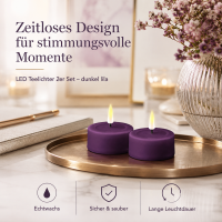 Deluxe Homeart LED Teelichter Dunkel Lila 2er Set Klein