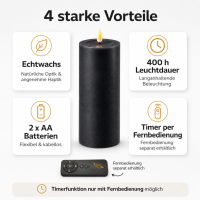 Deluxe Homeart LED Kerze mit Timerfunktion Schwarz