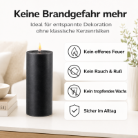 Deluxe Homeart LED Kerze mit Timerfunktion Schwarz