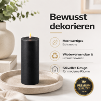 Deluxe Homeart LED Kerze mit Timerfunktion Schwarz