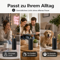 Deluxe Homeart LED Kerze mit Timerfunktion Schwarz