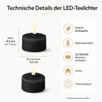 Deluxe Homeart LED Teelicht Schwarz 2er Set Klein