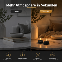 Deluxe Homeart LED Teelicht Schwarz 2er Set Klein