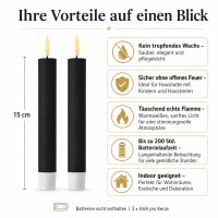 Deluxe Homeart LED Stabkerze 2er Set Schwarz