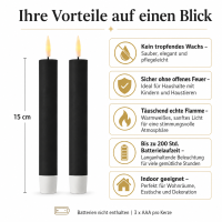 Deluxe Homeart LED Stabkerze 2er Set Schwarz