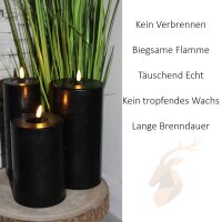 Deluxe Homeart LED Kerze mit Echtwachsspiegel Schwarz