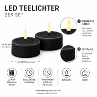 Deluxe Homeart LED Teelichter Schwarz 2er Set Groß