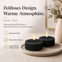 Deluxe Homeart LED Teelichter Schwarz 2er Set Groß