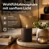 Deluxe Homeart LED Kerze mit Timerfunktion Mokka