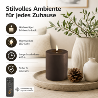 Deluxe Homeart LED Kerze mit Timerfunktion Mokka