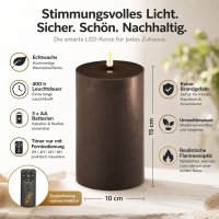 Deluxe Homeart LED Kerze mit Timerfunktion Mokka