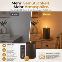 Deluxe Homeart LED Kerze mit Timerfunktion Mokka